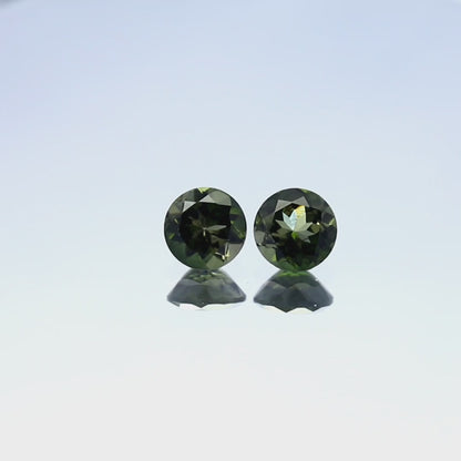 Natural Green Tourmaline Lot 2.54 Carat 7x7 MM Round Shape Faceted Gemstone 2 Piece Lot