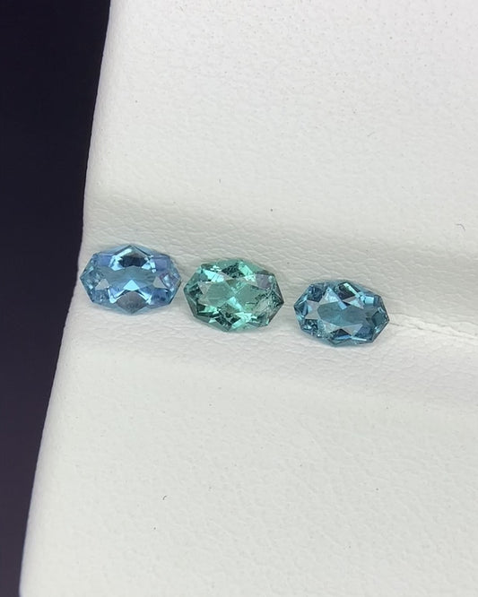 Natural Indicolite Tourmaline Lot 0.66 Carat5x3.5/4.8x3.3 MM Fancy Shape Faceted Gemstone 2 Piece Lot