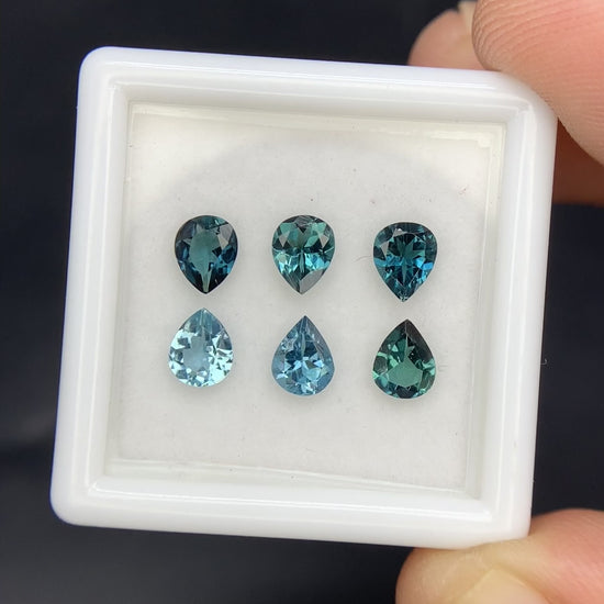 Natural Indicolite Tourmaline Lot 1.74 Carat 5x4 MM Pear Shape Faceted Gemstone 6 Piece Lot