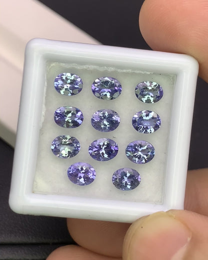 Natural Bi Color Tanzanite Lot 4.20 Carat 5x4 MM Oval Shape Faceted Gemstone 11 Piece Lot