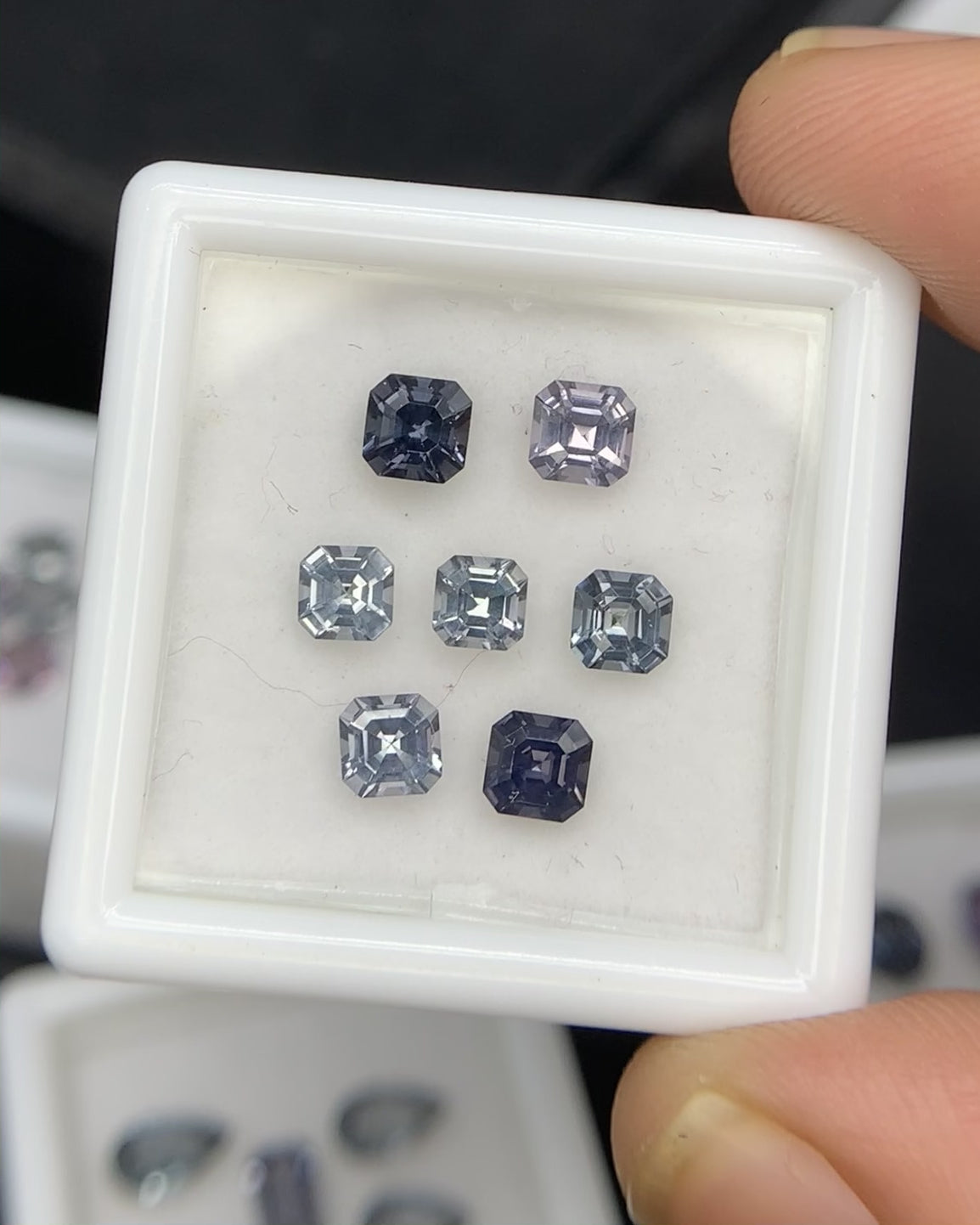 Natural Multi Color Spinel 1.89 Carat Mix Sze Asscher Cut Faceted Gemstone 7 Piece Lot 