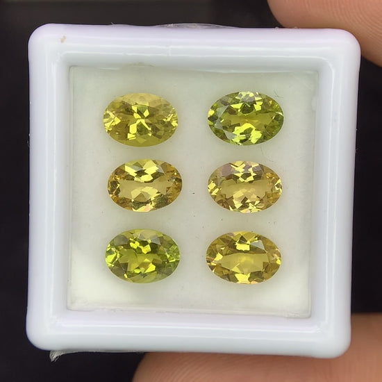 Natural Canary Tourmaline Lot 4.30 Carat 7x5 MM Oval Shape Faceted Gemstone 6 Piece Lot