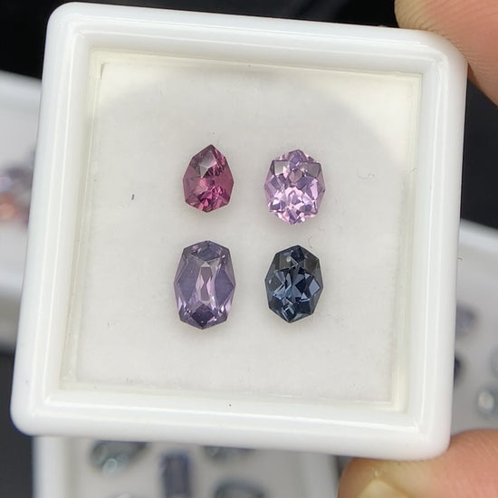 Natural Multi Color Spinel 1.72 Carat Mix Sze Fancy Shape Faceted Gemstone 4 Piece Lot 