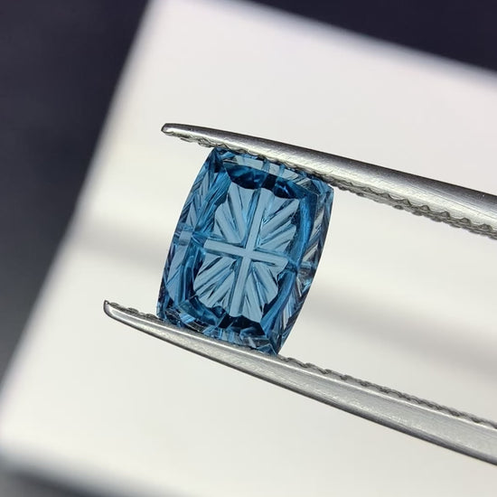 Natural London Blue Topaz 2.13 Carat 8.3x6.3 MM Cushion Shape Starbrite Cut Faceted Gemstone 