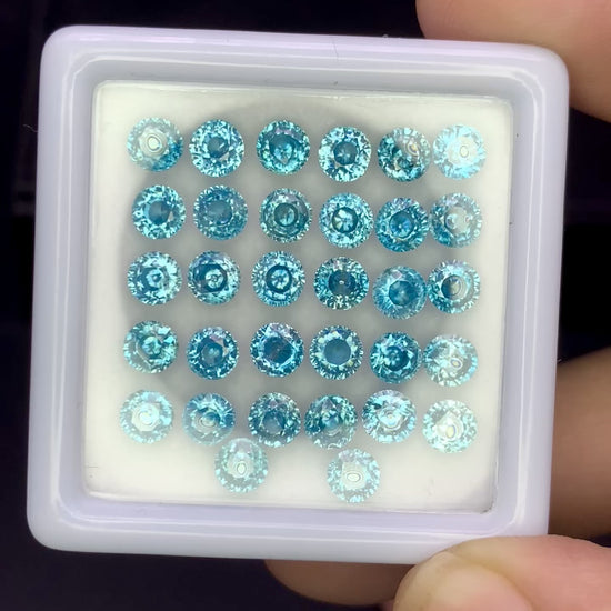 Natural Cambodian Blue Zircon Lot 4.5x4.5 MM Round Shape Faceted Gemstone Lot