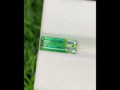 Natural Bi Color Tourmaline 1.94 Carat 12.8x4.8 MM Baguette Shape Faceted Gemstone