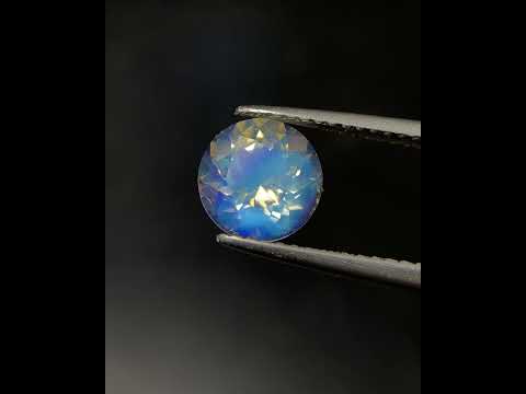 Natural Blue Fire Rainbow Moonstone 1.51 Carat 7.5x7.5 MM Round Shape Faceted Gemstone