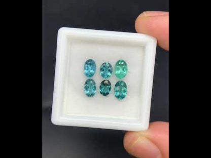 Natural Indicolite Tourmaline Lot 2.06 Carat Mix Size Oval Shape Faceted Gemstone 6 Piece Lot