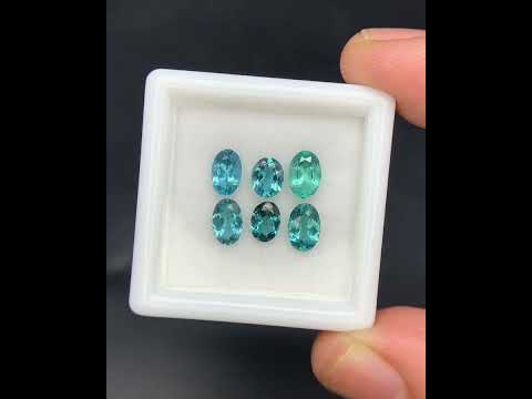 Natural Indicolite Tourmaline Lot 2.06 Carat Mix Size Oval Shape Faceted Gemstone 6 Piece Lot