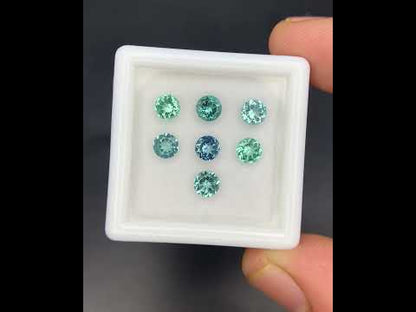 Natural Indicolite Tourmaline Lot 1.71 Carat 4x4 MM Round Shape Faceted Gemstone 7 Piece Lot