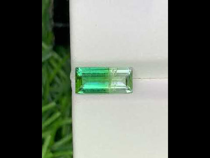 Natural Bi Color Tourmaline 1.58 Carat 11x5 MM Baguette Shape Faceted Gemstone