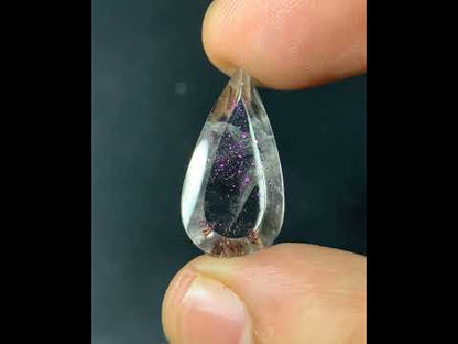Natural Rare Pink Fire Quartz 8.48 Carat 23x11.6 MM Pear Shape Covellite Quartz Gemstone from Brazil