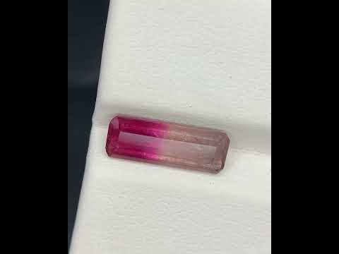 Natural Bi Color Tourmaline 2.00 Carat 12.8x4.7 MM Baguette Shape Faceted Gemstone