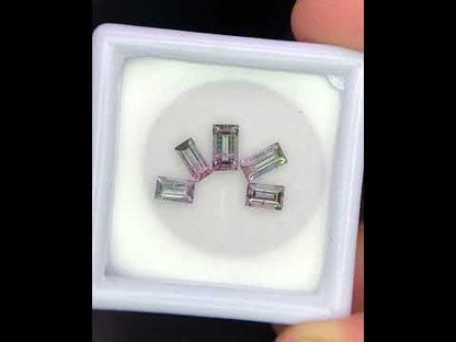 Natural Bi Color Tourmaline Lot 2.81 Carat Mix Size Baguette Shape Faceted Gemstone 5 Piece Lot