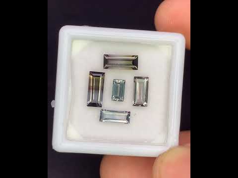 Natural Bi Color Tourmaline Lot 2.71 Carat Mix Size Baguette Shape Faceted Gemstone 5 Piece Lot