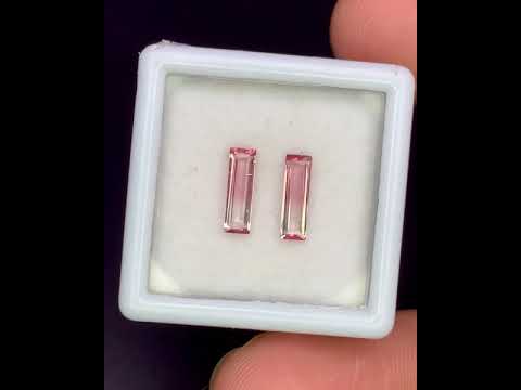 Natural Bi Color Tourmaline Lot 1.01 Carat Mix Size Baguette Shape Faceted Gemstone 2 Piece Lot