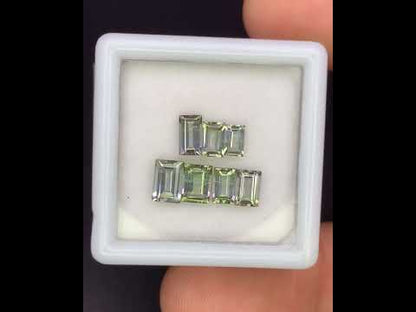 Natural Bi Color Tourmaline Lot 2.19 Carat Mix Size Baguette Shape Faceted Gemstone 7 Piece Lot