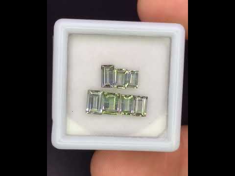 Natural Bi Color Tourmaline Lot 2.19 Carat Mix Size Baguette Shape Faceted Gemstone 7 Piece Lot