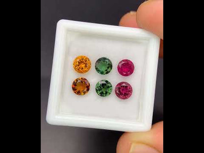 Natural Multi Color Tourmaline Lot 2.82 Carat 5x5 MM Round Shape Faceted Gemstone 6 Piece Lot