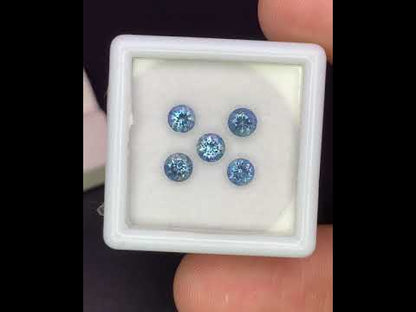 Natural Santa Maria Aquamarine Lot 1.09 Carat 4x4 MM (Approx) Round Shape Faceted Gemstone 5 Piece Lot