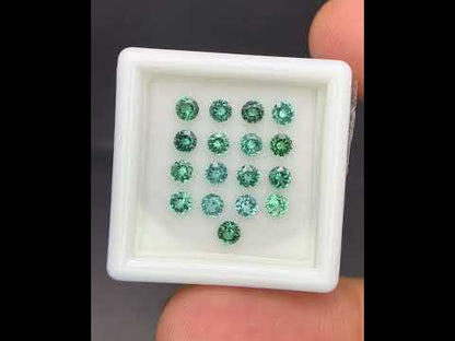 Natural Indicolite Tourmaline 1.74 Carat 3x3 MM Round Shape Faceted Gemstone 17 Piece Lot
