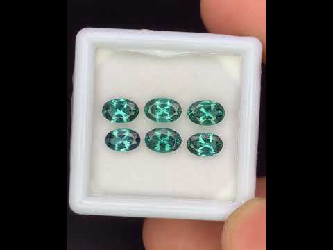 Natural Indicolite Tourmaline Lot 2.37 Carat 6x4 MM Oval Shape Faceted Gemstone 6 Piece Lot