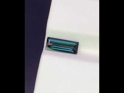 Natural Indicolite Tourmaline 1.29 Carat 10.5x4.2 MM Baguette Shape Faceted Gemstone