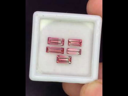 Natural Bi Color Tourmaline Lot 1.94 Carat Mix Size Baguette Shape Faceted Gemstone 5 Piece Lot