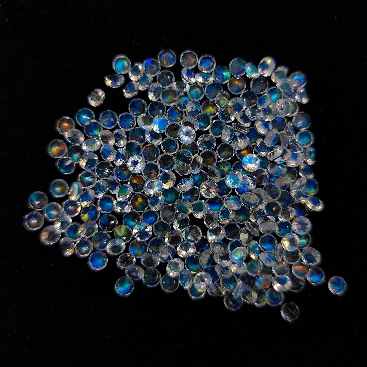 Natural Rainbow Moonstone (Andesine Labradorite) Lot 3.5x3.5 MM Round Shape Multi Fire/Sheen Faceted Gemstone