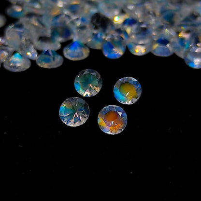 Natural Rainbow Moonstone (Andesine Labradorite) Lot 3.5x3.5 MM Round Shape Multi Fire/Sheen Faceted Gemstone