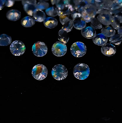 Natural Multi-Fire Rainbow Moonstone (Andesine Labradorite) Lot 3x3 MM Round Shape Faceted Gemstone