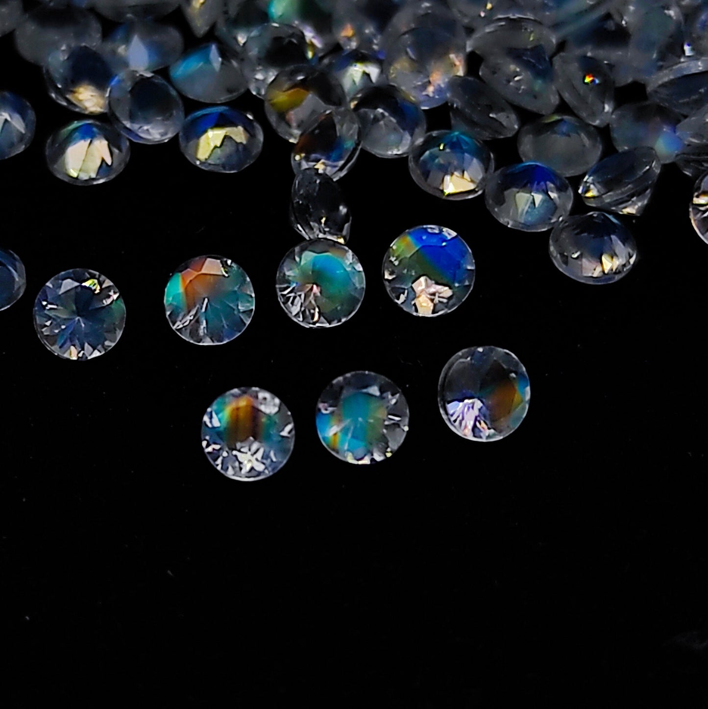 Natural Multi-Fire Rainbow Moonstone (Andesine Labradorite) Lot 3x3 MM Round Shape Faceted Gemstone