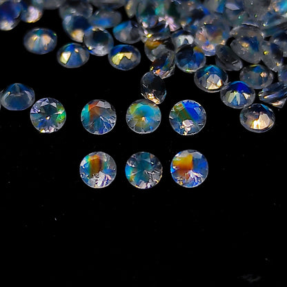 Natural Multi-Fire Rainbow Moonstone (Andesine Labradorite) Lot 3x3 MM Round Shape Faceted Gemstone