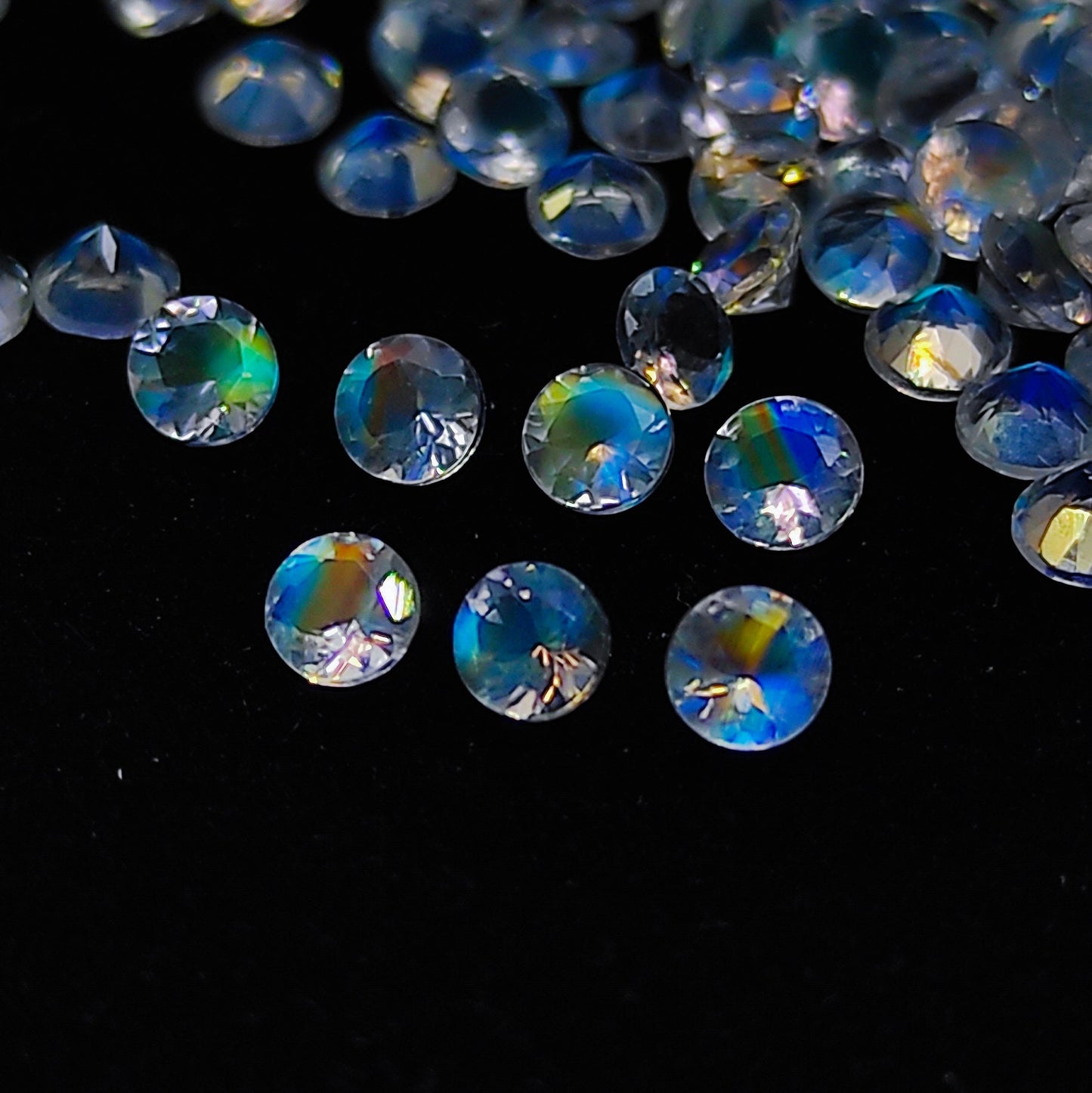 Natural Multi-Fire Rainbow Moonstone (Andesine Labradorite) Lot 3x3 MM Round Shape Faceted Gemstone