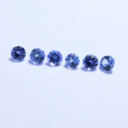 Natural Blue Tanzanite Lot 1.44 Carat 4x4 MM Round Shape Faceted Gemstone 6 Piece Lot