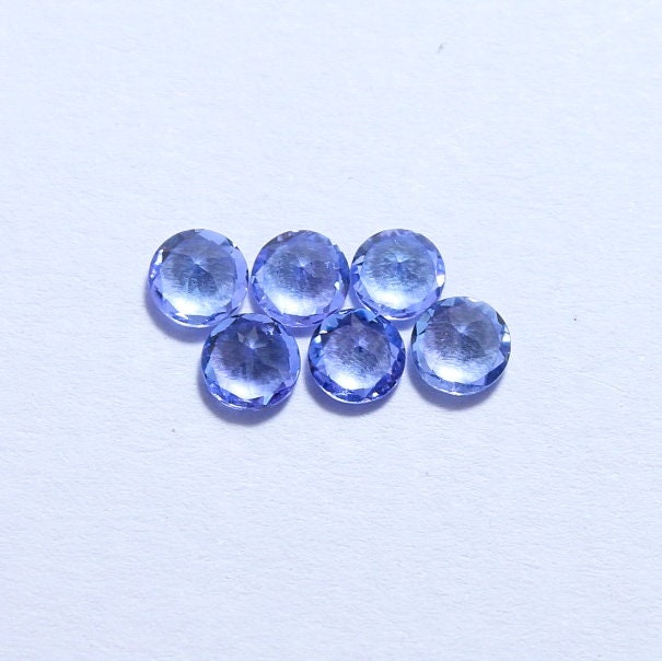 Natural Blue Tanzanite Lot 1.44 Carat 4x4 MM Round Shape Faceted Gemstone 6 Piece Lot