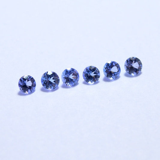 Natural Blue Tanzanite Lot 1.44 Carat 4x4 MM Round Shape Faceted Gemstone 6 Piece Lot