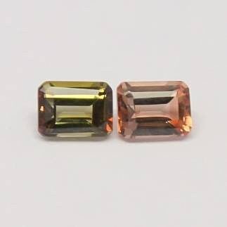 Natural Bi-Color Andalusite Lot 0.46 Carat 4x3 MM Octagon Shape Faceted Gemstone 2 Piece Lot