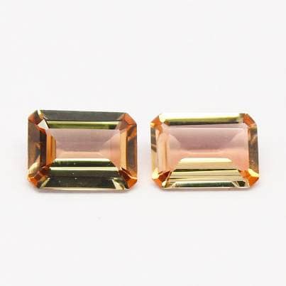 Natural Bi-Color Andalusite Lot 1.44 Carat 6.7x4.8 6.8x4.9 MM Octagon Shape Faceted Gemstone 2 Piece Lot