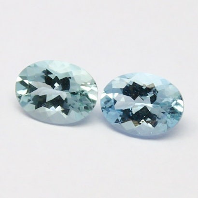 Natural Aquamarine Pair 2.24 Carat 8x6 MM Oval Shape Faceted Gemstone Pair