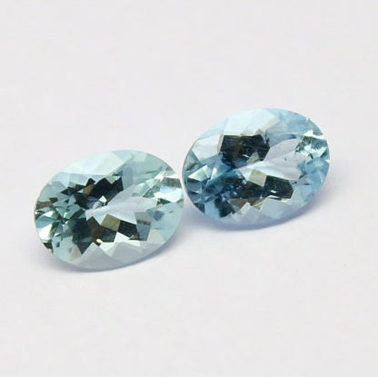 Natural Aquamarine Pair 2.24 Carat 8x6 MM Oval Shape Faceted Gemstone Pair