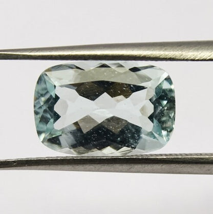 Natural Aquamarine 3.35 Carat 12x8 MM Cushion Shape Faceted Gemstone