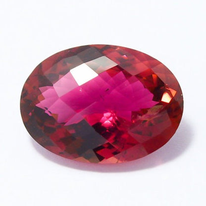 Natural Pink Tourmaline 10.43 Carat 18x13 MM Checkerboard Cut Oval Shape Faceted Gemstone