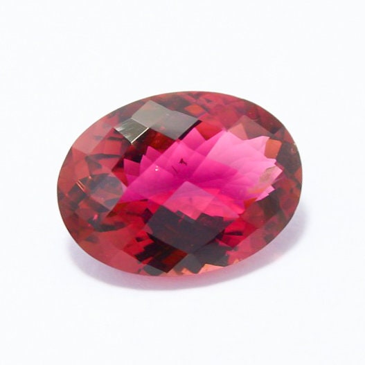 Natural Pink Tourmaline 10.43 Carat 18x13 MM Checkerboard Cut Oval Shape Faceted Gemstone