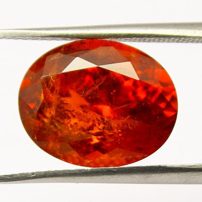 Natural Spessartite Garnet 8.73 Carat 14x11 MM Oval Shape Faceted Gemstone Orange Garnet