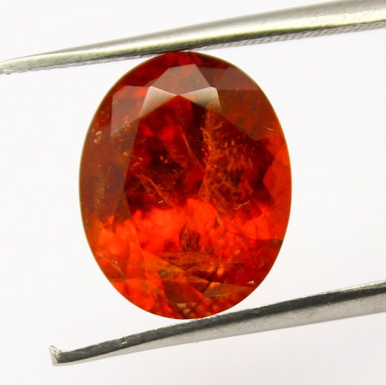 Natural Spessartite Garnet 8.73 Carat 14x11 MM Oval Shape Faceted Gemstone Orange Garnet