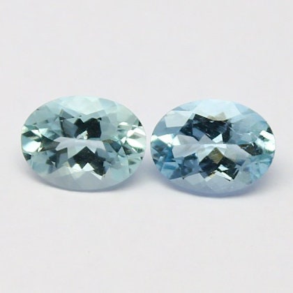 Natural Aquamarine Pair 2.24 Carat 8x6 MM Oval Shape Faceted Gemstone Pair