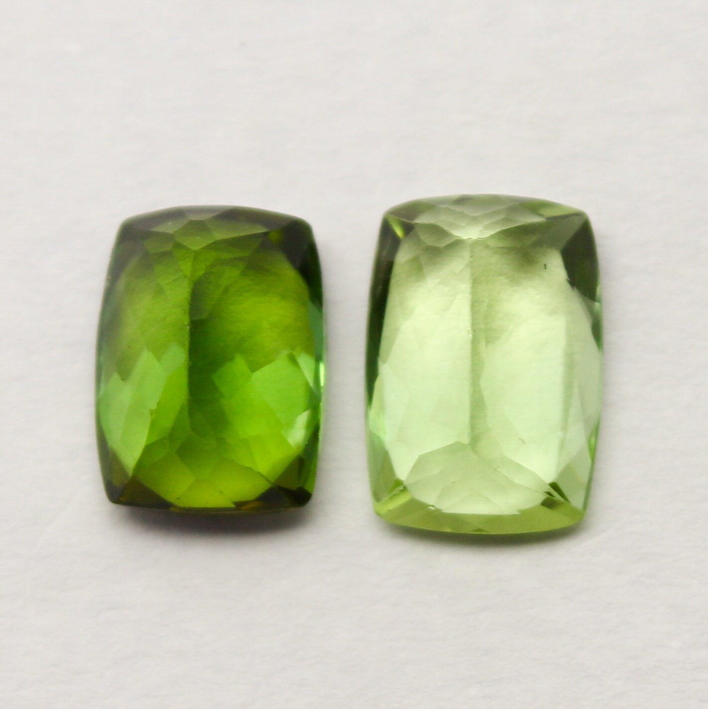 Natural Green Tourmaline Lot 3.51 Carat 8x6/8.8x6 MM Cushion Shape Faceted Gemstone 2 Piece lot