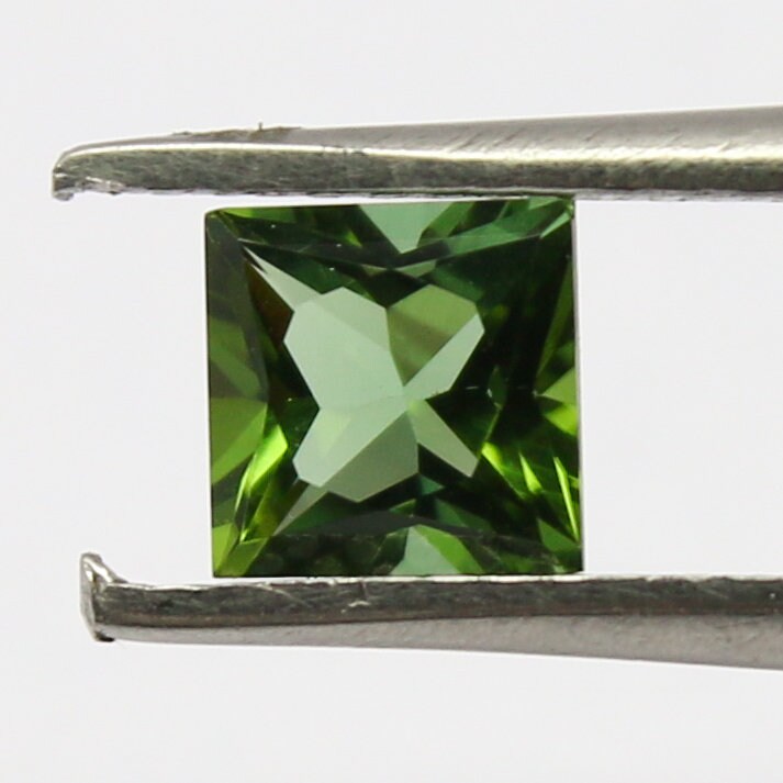 Natural Green Tourmaline 0.77 Carat 5x5 MM Square Shape Faceted Gemstone