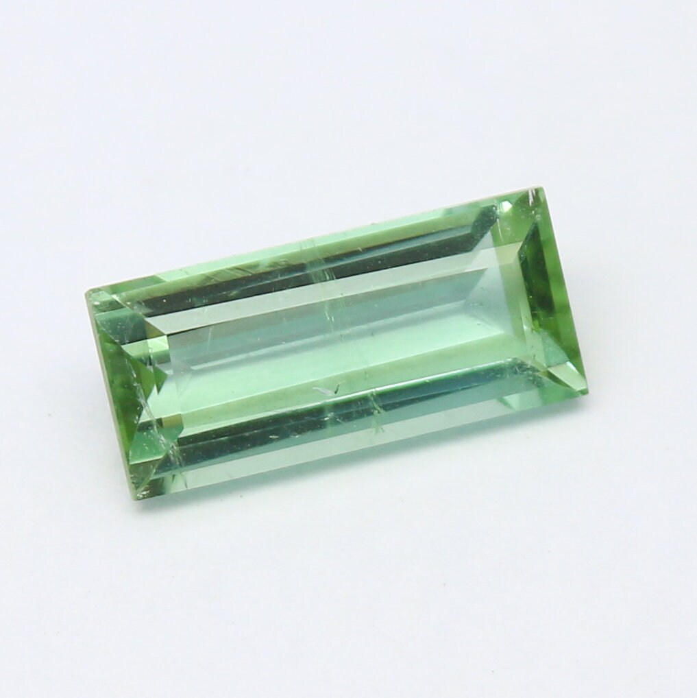 Natural Green Tourmaline 2.12 Carat 11.3x5  MM Baguette Shape Faceted Gemstone